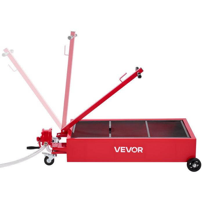VEVOR Low Profile Oil Drain Pan, 75.7 L Capacity, Rolling Oil Drain Pan with Manual Pump, 2.2 m Hose & T Folding Handle, Leak-proof & Corrosion-resistant, Fit for Cars, SUVs, Trucks, ATVs, Red