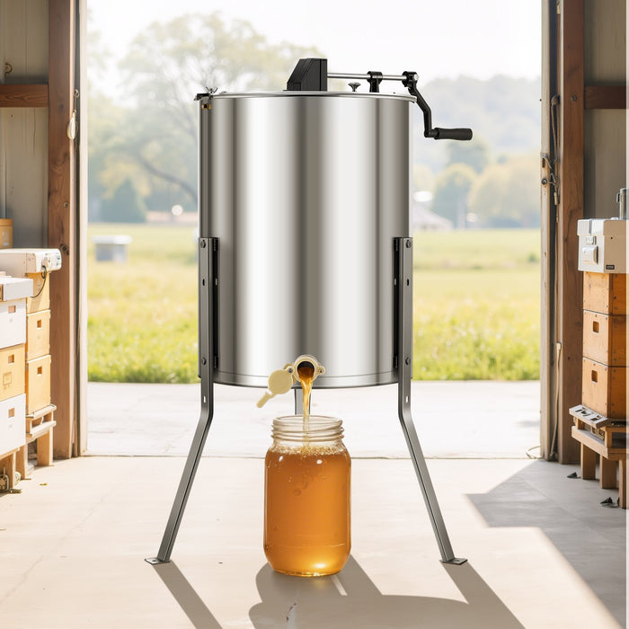 VEVOR Honey Extractor, 4/8 Frame Manual Honey Spinner with Transparent Lid, Stainless Steel Honeycomb Drum Spinner with Height Adjustable Stand, Honeycomb Extraction Equipment for Beekeeping
