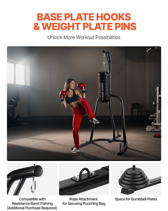 Punching Bag Stand, Steel Heavy Duty Workout Equipment, Boxing Punching Bag Stand, Holds Up to 140 lbs, Freestanding Sandbag Rack with Weighted Base, Training Equipment for Home Gym Fitness