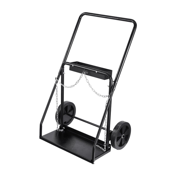 Dual Welding Cylinder Cart, Oxygen Acetylene Tank Cart with 440LBS Static Weight Capacity, 10-Inch Solid Wheels and Tank Storage Safety Chains, Suitable for Double 12.5-Inch Dia. Gas Cylinders