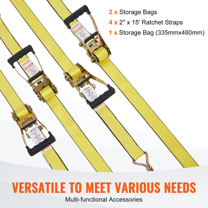 VEVOR 4 Pack Ratchet Tie Down Straps 5000 lbs 2