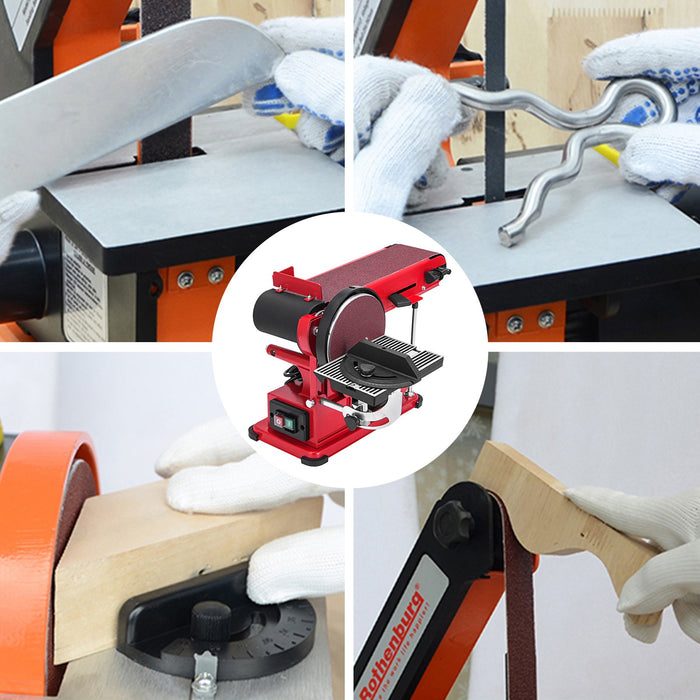 VEVOR Belt Sander 4" x 36", Disc Combo Sander 6",Electric Adjustable Bench Belt Sander 375W,Grinder Bench Sanding Machine With 4 Rubber Foot Pad