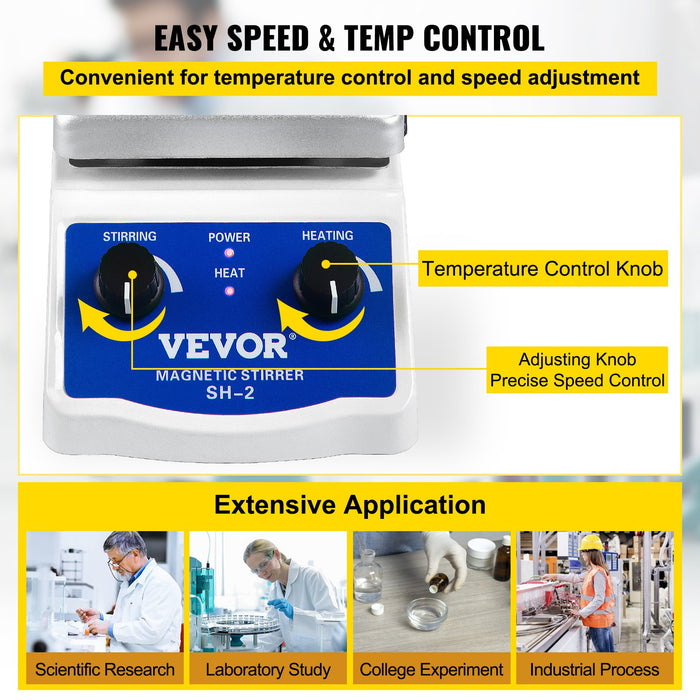 VEVOR Magnetic Stirrer Magnetic Stirrer Plate Magnetic Plate Aluminum Panel Magnetic Stirrer Hot Plate Magnetic Plate with 1 inch Stirr Bar Magnetic Stirrer Mixer (12*12)