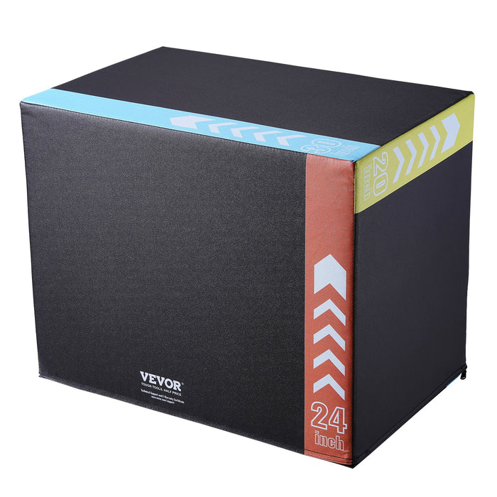 VEVOR 3 in 1 Plyometric Jump Box, 30/24/20 Inch Foam Plyo Box, Platform & Jumping Agility Box, Anti-Slip Fitness Exercise Step Up Box for Home Gym Training, Conditioning Strength Training, Black