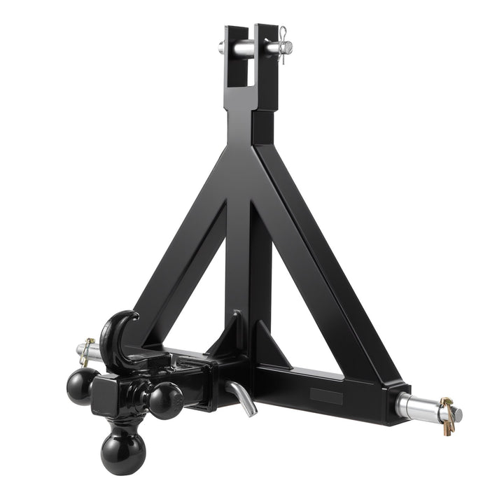 VEVOR 3 Point Trailer Hitch 2 in Receiver, 3pt Quick Hitch Attachment with 3 Trailer Balls, Tractor Tow Drawbar Adapter, Compatible with Kubota, Mahindra, Ford, Yanmar, John Deere, Massey Ferguson