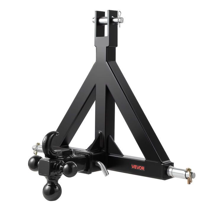 VEVOR 3 Point Trailer Hitch 2 in Receiver, 3pt Quick Hitch Attachment with 3 Trailer Balls, Tractor Tow Drawbar Adapter, Compatible with Kubota, Mahindra, Ford, Yanmar, John Deere, Massey Ferguson