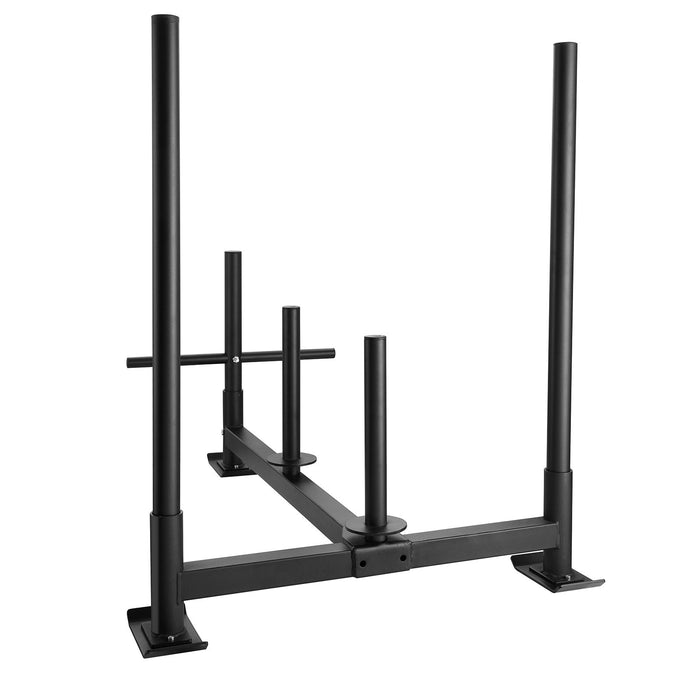 VEVOR Weight Training Sled, Pull Push Power Sled with Handle, Fitness Strength Resistance Training, Steel Workout Equipment for Athletic Exercise & Speed Improvement, Fit for 5 cm Weight Plate, Black