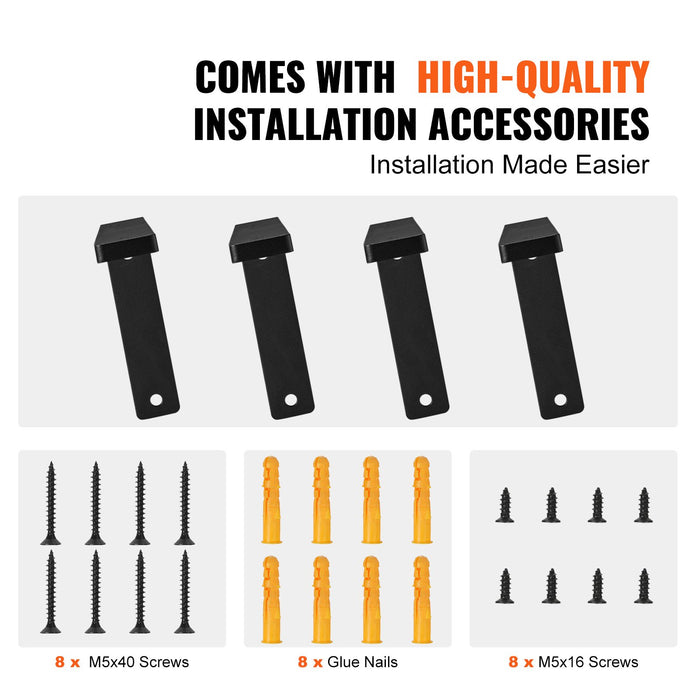 VEVOR Shelf Bracket, Heavy Duty Floating Shelf Brackets 25.6 x 15.5 cm, 4 Pcs Brackets for Shelves, 5mm Thick Matte Black L Shelf Bracket,Steel Shelving Brackets with 72.6 kg Load Capacity