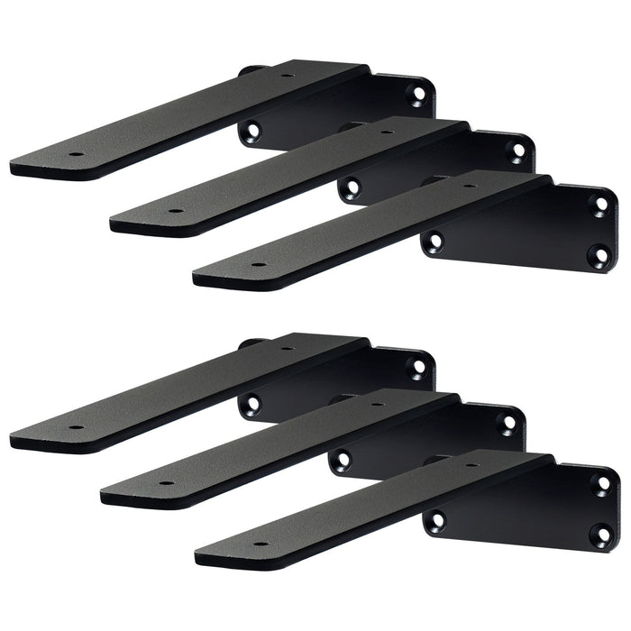VEVOR Shelf Bracket, 21cmL x 10cmW x 4.5cmH 6 Pcs, Heavy Duty Floating Shelf Brackets, Brackets for Shelves, 5mm Thick Matte Black L Shelf Bracket,Steel Shelving Brackets with 72.6 kg Load Capacity