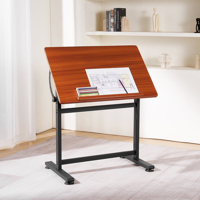 VEVOR Drafting Table Adjustable 0°â€?0° Tilt Wooden Drawing Desk with H-Frame