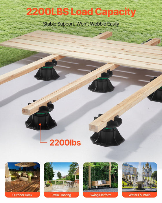 Deck Blocks 8 PCS, 2200 lbs / 997.90 kg Load Capacity Deck Support Plastic Pedestal Paver, Raising 3.54 - 4.65 inch / 90 - 118 mm, Height Adjustable Shed Foundation Base for Wood Concrete Metal