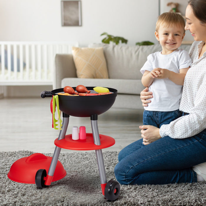 VEVOR 28 PCS BBQ Grill Playset, Kids Toys Kitchen Playset with Sound & Light, Little Chef Play, Interactive Grill Play Food Cooking Playset Barbecue Toy Grill for Toddlers Boys Girls 3-5 Birthday Gift