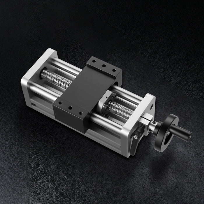 Linear Stage Actuator, 100 mm Effective Stroke, Ball Screw CNC Linear Motion Guide Rail, Double Optical Axis, C7 High-Precision, Bearing Slide Block, Manual Handwheel, for CNC Router X Y Z Axis