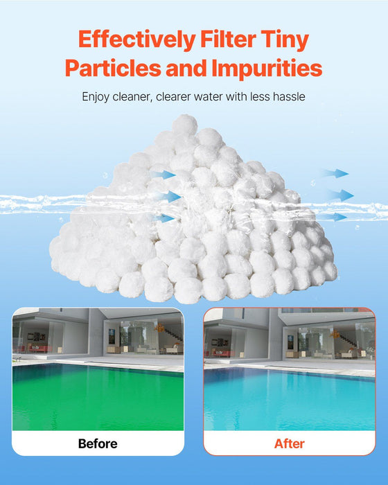 Pool Filter Balls for Sand Filter, 2.1 kg, Filter Balls Replace Pool Filter Sand, Reusable Polyester Fiber Filter Media Balls with Wash Bag, for Swimming Pool Above Ground Pool Aquarium Tank