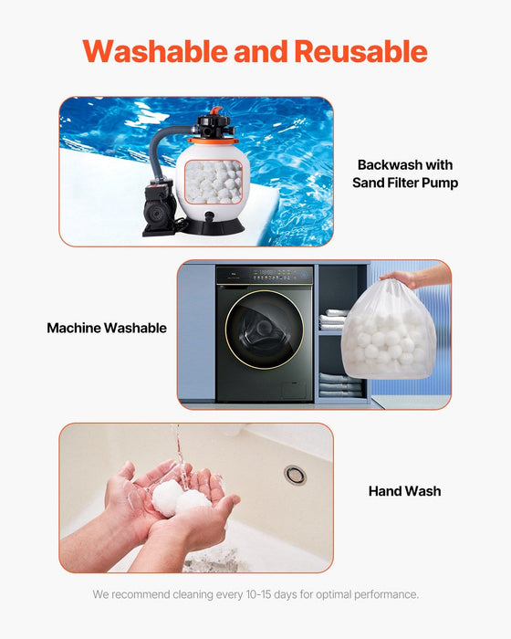 Pool Filter Balls for Sand Filter, 2.1 kg, Filter Balls Replace Pool Filter Sand, Reusable Polyester Fiber Filter Media Balls with Wash Bag, for Swimming Pool Above Ground Pool Aquarium Tank