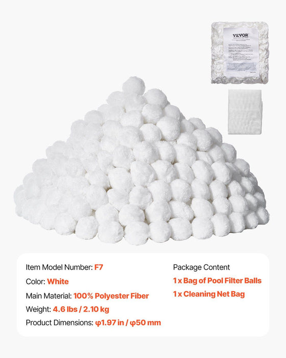 Pool Filter Balls for Sand Filter, 2.1 kg, Filter Balls Replace Pool Filter Sand, Reusable Polyester Fiber Filter Media Balls with Wash Bag, for Swimming Pool Above Ground Pool Aquarium Tank