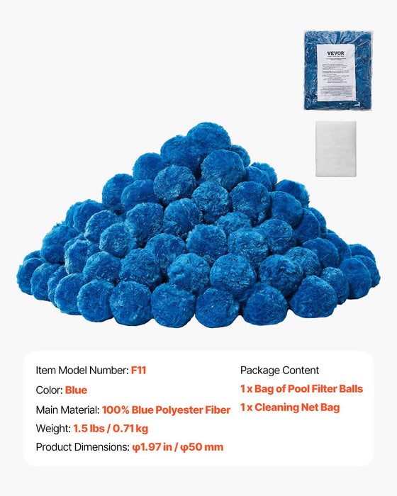 VEVOR Pool Filter Balls for Sand Filter Pump Swimming Pool 0.71 kg Reusable Blue