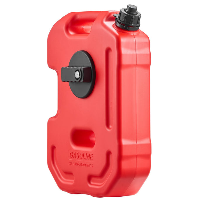 VEVOR Fuel Container, 10 L, Gas Can with Spout and Lockable Bracket, 15 L/min Max Flow Rate, Secure & Leak-proof, Portable Flat Fluid Container for Most Cars Motorcycle ATV UTV, Red