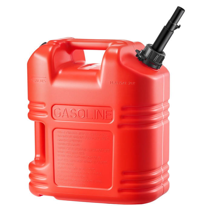 VEVOR Fuel Container, 19 L, Gas Tank with Spout & Clear Scale, 15 L/min Max Flow Rate, Secure & Leak-proof, Portable Flat Fluid Container for Most Cars Motorcycle ATV UTV, Red, 1 Pack