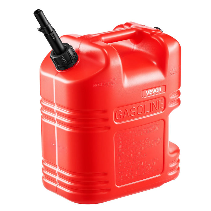 VEVOR Fuel Container, 19 L, Gas Tank with Spout & Clear Scale, 15 L/min Max Flow Rate, Secure & Leak-proof, Portable Flat Fluid Container for Most Cars Motorcycle ATV UTV, Red, 1 Pack