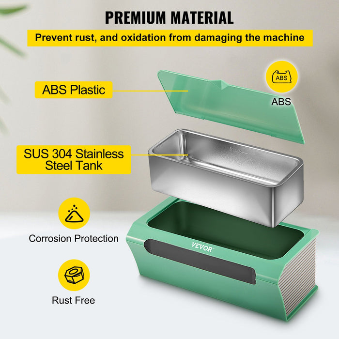 VEVOR Ultrasonic Cleaner Ultrasound Cleaning Machine 500ML Green for Jewelry
