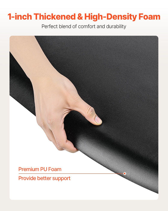Salon Mat for Hair Stylist, 1220 x 930 mm Semi-circle Salon Chair Mat, 25mm Thickened Anti Fatigue Barber Shop Floor Mat with Round Cut Out, Easy-to-Clean PVC Surface & Anti-Trip Beveled Edges