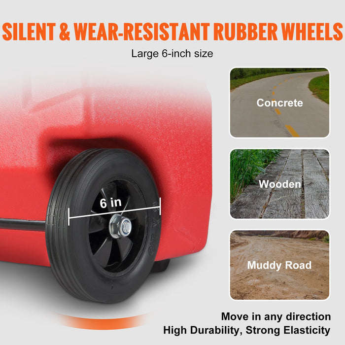 VEVOR 60.57L Fuel Caddy, 7.8 L/min, Portable Gas Storage Tank Container with Hand Pump Rubber Wheels, Fuel Transfer Storage Tank for Gasoline Diesel Machine Oil Car Mowers Tractor Boat Motorcycle