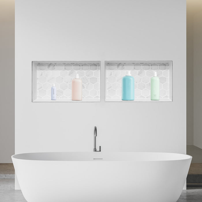 VEVOR Shower Niche 40.6 x 81.3 + 40.6 x 81.3 cm Recessed Wall Shelf Bathroom