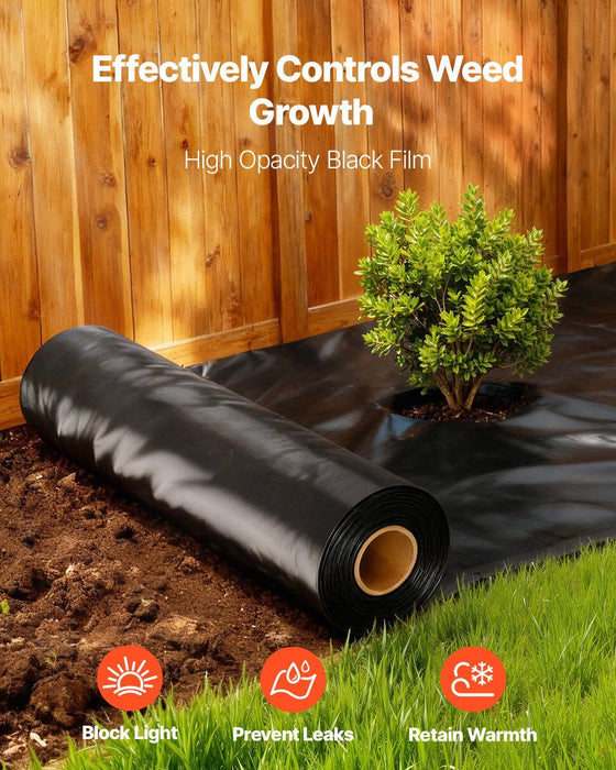 10 Mil Plastic Sheeting Heavy Duty 10' x 100', Thick Plastic Sheeting Roll, Plastic Drop Cloth Painters Tarp, Polyethylene Covering for Crawl Space Vapor Barrier, Multi-Purpose, Black