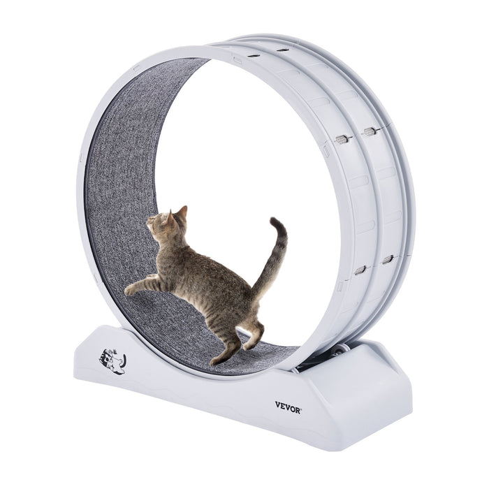 VEVOR Cat Exercise Wheel, 31.5 in, Large Cat Running Wheel with Secure Brake & Carpeted Runway, Quiet Operation Cat Treadmill, Indoor Cats Exerciser Wheel for Pets Weight Loss & Health White