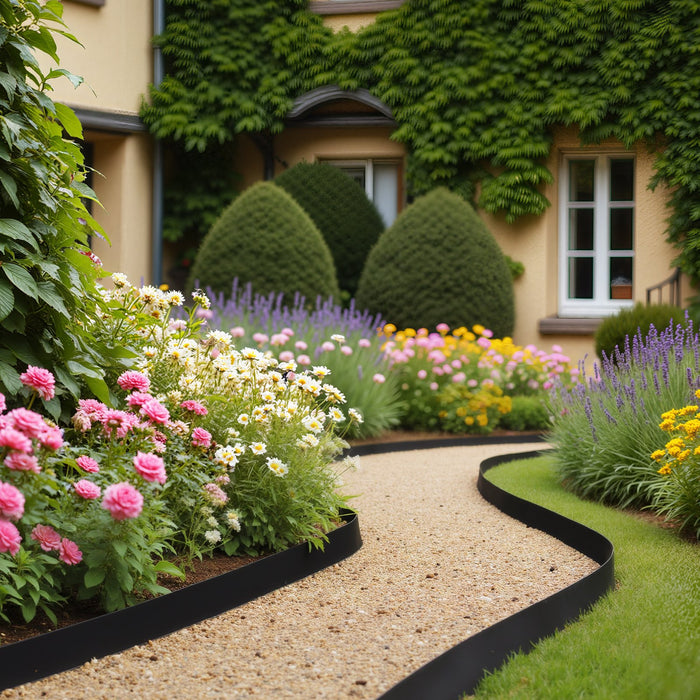 VEVOR Landscape Edging, 2000 x 10 cm Plastic Garden Border Edging with 30 Spikes & 2 Ground Stakes, No Dig, Flexible Lawn Edgings Roll, UV-Resistant Mini Fence Borders for Flower Beds Yard Paver