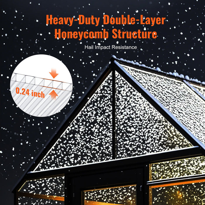 VEVOR 15 Pack Polycarbonate Greenhouse Panels, 2' X 4' X 0.24'' Roof Panels Sheets, Waterproof UV Protected Corrugated Plastic Roofing, Impact Resistance Clear Roofing Sheets for Greenhouse/Garden