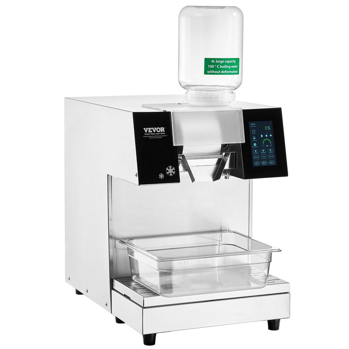 VEVOR Commercial Snowflake Ice Machine, 397LBS/24H Snowflake Ice Maker, Stainless Steel Ice Shaver Machine, Electric Snow Cone Maker, Liquid Cooling System for Rapid Heat Dissipation, Ice Cream