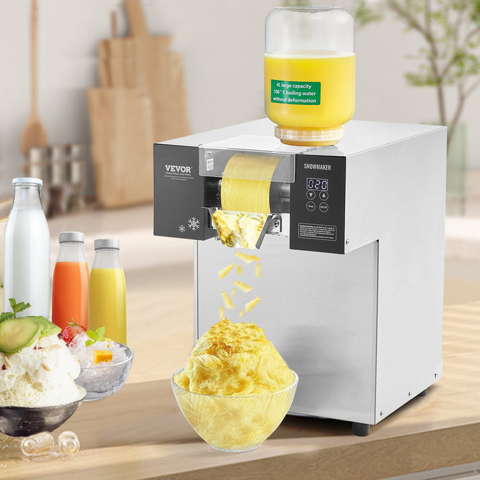Commercial Snowflake Ice Machine, 385LBS/24H Snowflake Ice Maker, Stainless Steel Ice Shaver Machine, Electric Snow Cone Maker, Liquid Cooling System for Rapid Heat Dissipation, Ice Cream