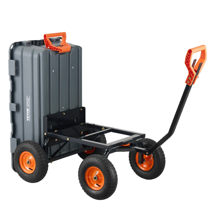 VEVOR Dump Cart, Poly Garden Dump Cart with Easy to Assemble Steel Frame, Dump Wagon with 2-in-1 Convertible Handle, Utility Wheelbarrow  544kg/ 1200lbs Capacity, 33cm/ 13 inch Tires