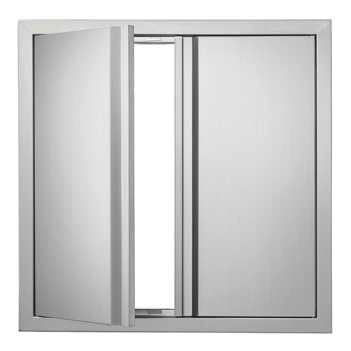 VEVOR BBQ Access Door, 610x610 mm Double Outdoor Kitchen Door, Stainless Steel Flush Mount Door, Wall Vertical Door with Recessed Handles , for BBQ Island, Grilling Station, Outside Cabinet