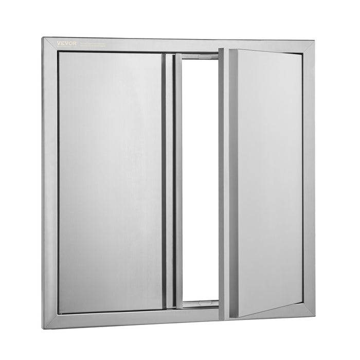 VEVOR BBQ Access Door, 610x610 mm Double Outdoor Kitchen Door, Stainless Steel Flush Mount Door, Wall Vertical Door with Recessed Handles , for BBQ Island, Grilling Station, Outside Cabinet