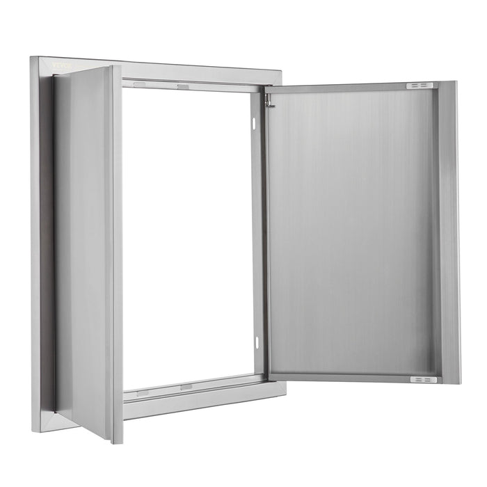 VEVOR BBQ Access Door, 610x610 mm Double Outdoor Kitchen Door, Stainless Steel Flush Mount Door, Wall Vertical Door with Recessed Handles , for BBQ Island, Grilling Station, Outside Cabinet