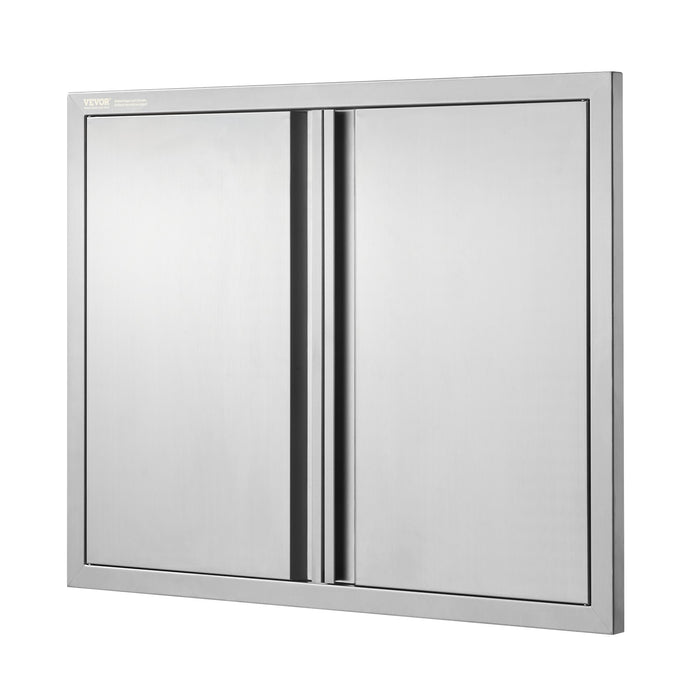 VEVOR BBQ Access Door, 787x609 mm Double Outdoor Kitchen Door, Stainless Steel Flush Mount Door, Wall Vertical Door with Recessed Handles , for BBQ Island, Grilling Station, Outside Cabinet
