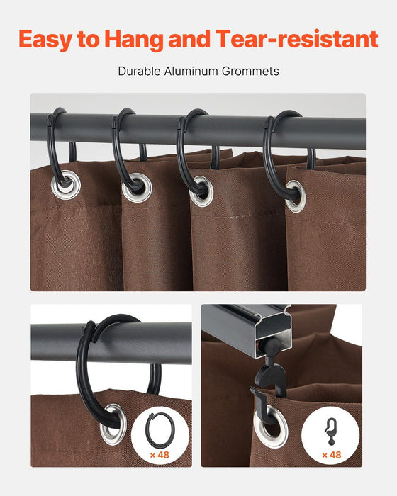 Gazebo Curtains Outdoor, Fit Most 2840 x 2840 x 2110 mm Gazebos, 4-Panel Sidewall Gazebo Privacy Curtains with Zippers, Outdoor Curtain Replacement for Patio Canopy, Only Curtain, Coffee