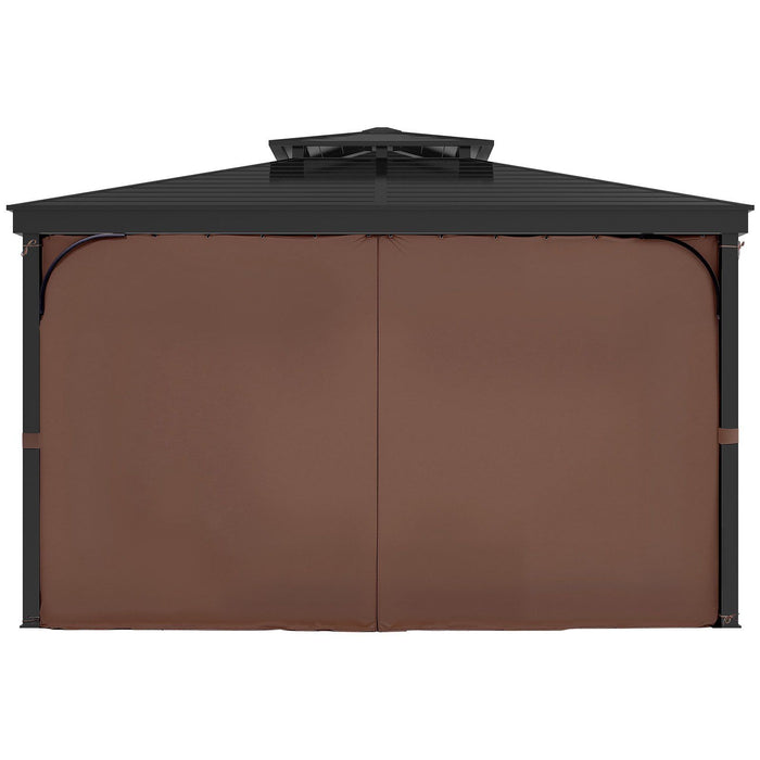 Gazebo Curtains Outdoor, Fit Most 2840 x 2840 x 2110 mm Gazebos, 4-Panel Sidewall Gazebo Privacy Curtains with Zippers, Outdoor Curtain Replacement for Patio Canopy, Only Curtain, Coffee