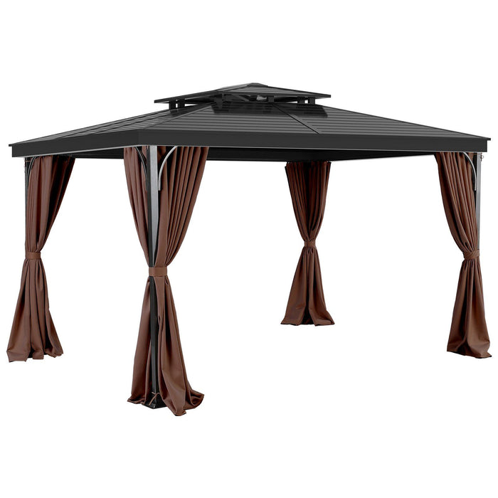 Gazebo Curtains Outdoor, Fit Most 2840 x 2840 x 2110 mm Gazebos, 4-Panel Sidewall Gazebo Privacy Curtains with Zippers, Outdoor Curtain Replacement for Patio Canopy, Only Curtain, Coffee
