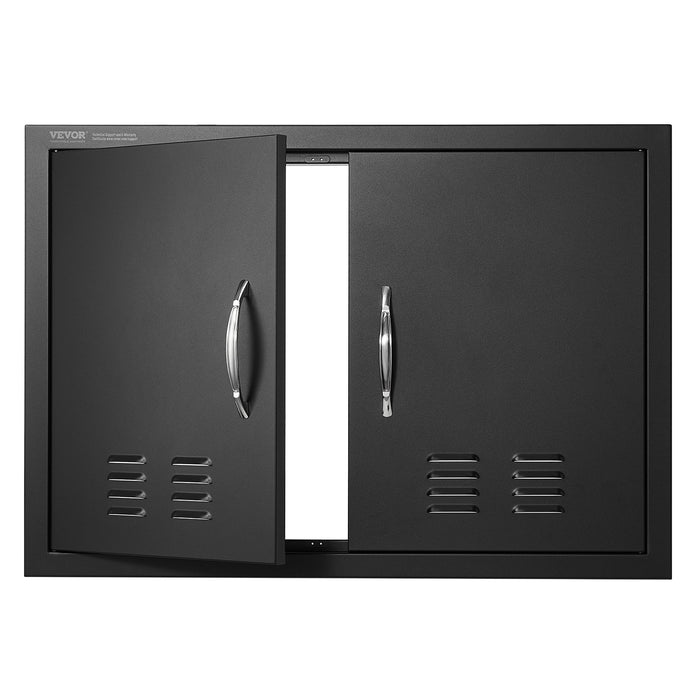 VEVOR BBQ Access Door,762 x533 mm Double Outdoor Kitchen Door, Cold Plate Flush Mount Door, Wall Vertical Door with Handles and Ventss, for BBQ Island, Grilling Station, Outside Cabinet