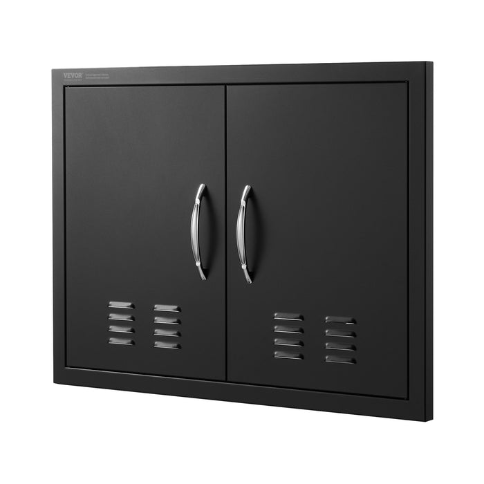 VEVOR BBQ Access Door,762 x533 mm Double Outdoor Kitchen Door, Cold Plate Flush Mount Door, Wall Vertical Door with Handles and Ventss, for BBQ Island, Grilling Station, Outside Cabinet