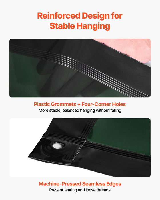 Welding Screen with Frame, 3-Panel 1.74 x 2.34m Welding Curtain Screen, Flame-Resistant Vinyl Protection Screens with 12 Wheels & 6-Level UV Protection for Workshop/Industrial Use, Dark Green