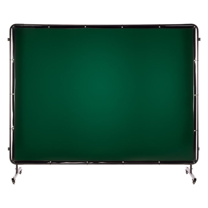 Welding Screen with Frame, 3-Panel 1.74 x 2.34m Welding Curtain Screen, Flame-Resistant Vinyl Protection Screens with 12 Wheels & 6-Level UV Protection for Workshop/Industrial Use, Dark Green