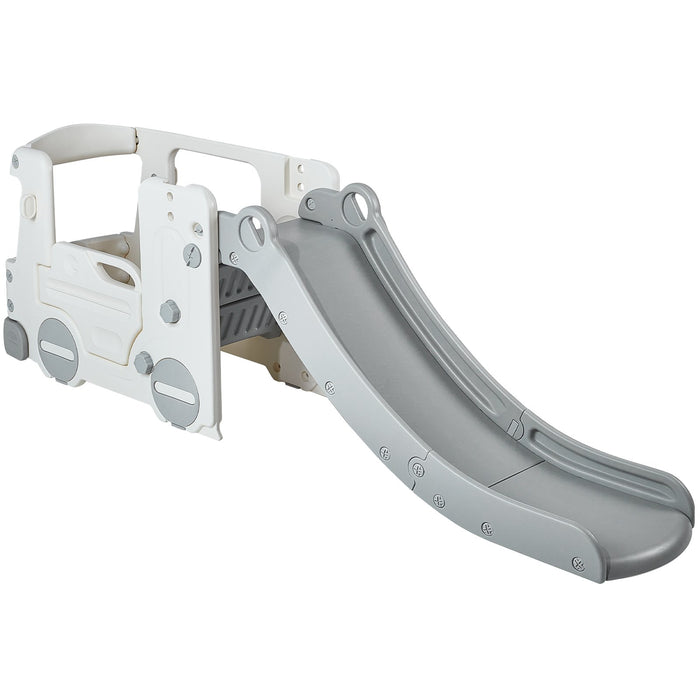 VEVOR Toddler Slide, Kid Slide for Toddlers Age 1-12 with Climbable Ladders & Bus Playhouse, Indoor Outdoor Slide Playset for Kids Within 50kg, Toddler Playground w/ Raised Handrail, Anti-Slip Strip
