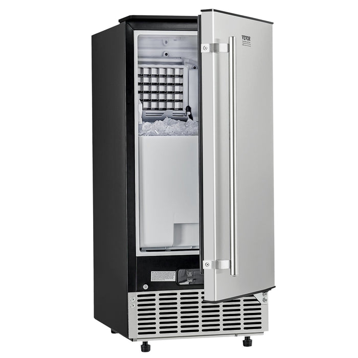 VEVOR Undercounter Built-in Ice Maker, 80 Lbs/Day Under Counter Ice Maker Machine with Reversible Door Stainless Steel, Freestanding Ice Maker for Commercial Home Kitchen, Electric Drainage