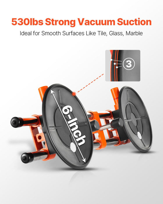 Seamless Seam Setter, 2 Packs, Granite Seam Setter with 6 in Vacuum Suction Cups & Tool Bag, Seam Joiner for Seam Joining & Leveling, Countertop Installation Tool for Tile Stone Marble Slab