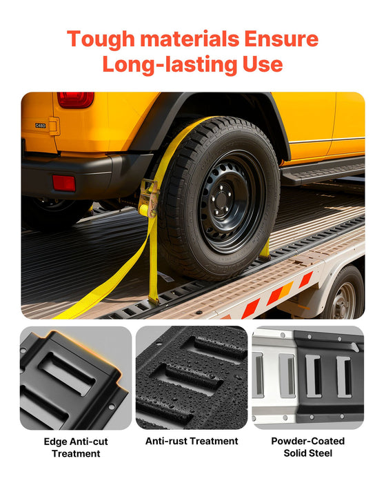 VEVOR E-Track Tie-Down Rail Kit, 4 Pack 0.4 m E Tracks Set, 21 Pcs Includes 2 Ratchet Straps & 4 O-Rings & 4 Tie-Offs with D-Ring & 2 Single Slots & 8 End Caps & 1 Bag, Fit for Garages Vans Trailers